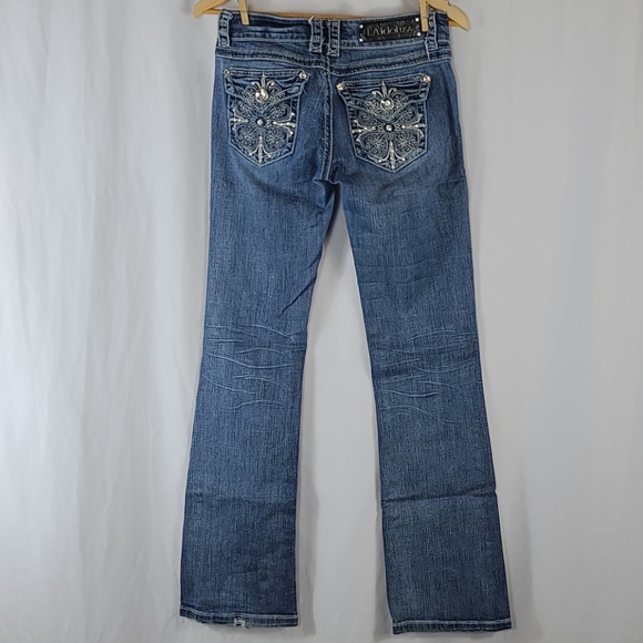 Distressed Embellished Wide Leg Jeans - Picture 8 of 10